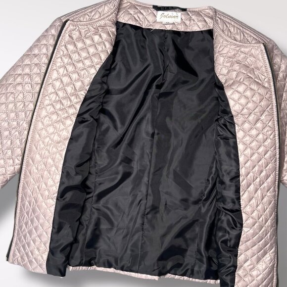 Jolmar Metallic Quilted Zip Jacket Blush Lightweight Bomber Style Small - Picture 10 of 10